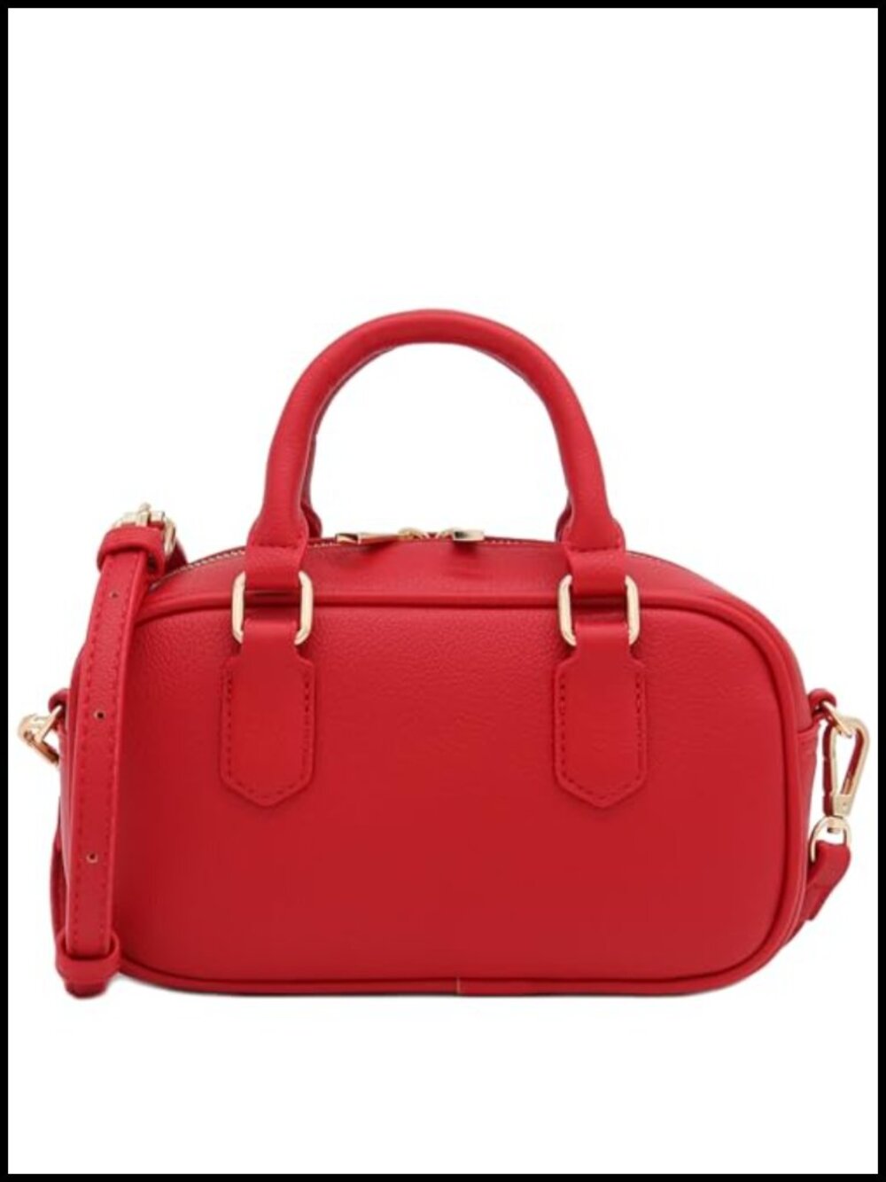 Faux Leather Mini Satchel Top Handle Crossbody Adjustable Strap Purse